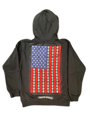 Chrome Hearts USA Flag Dagger Thermal Zip-Up Hoodie Black