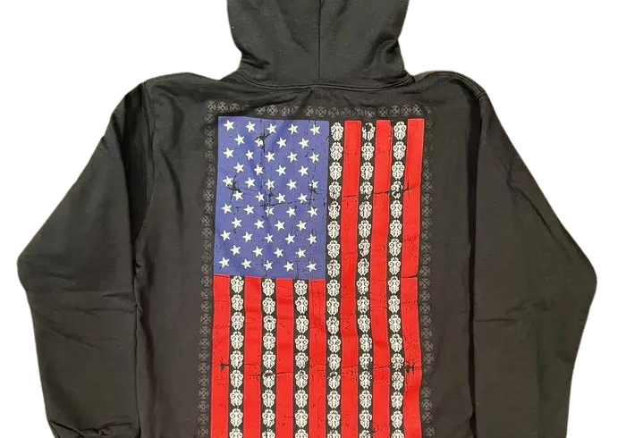 Chrome Hearts USA Flag Dagger Thermal Zip-Up Hoodie Black