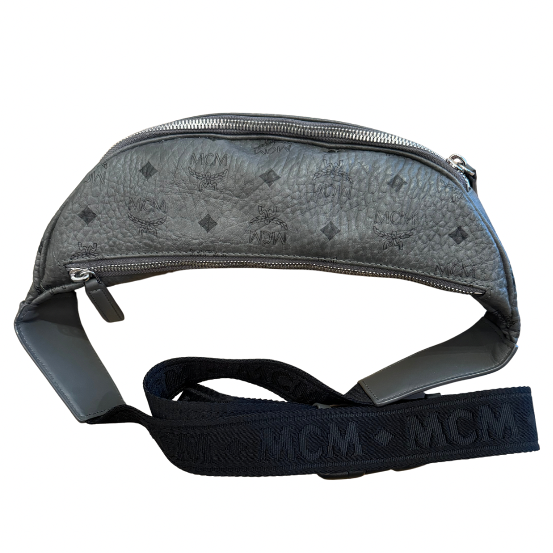 MCM Medium Visetos Stark Belt Bag Grey (Preowned)