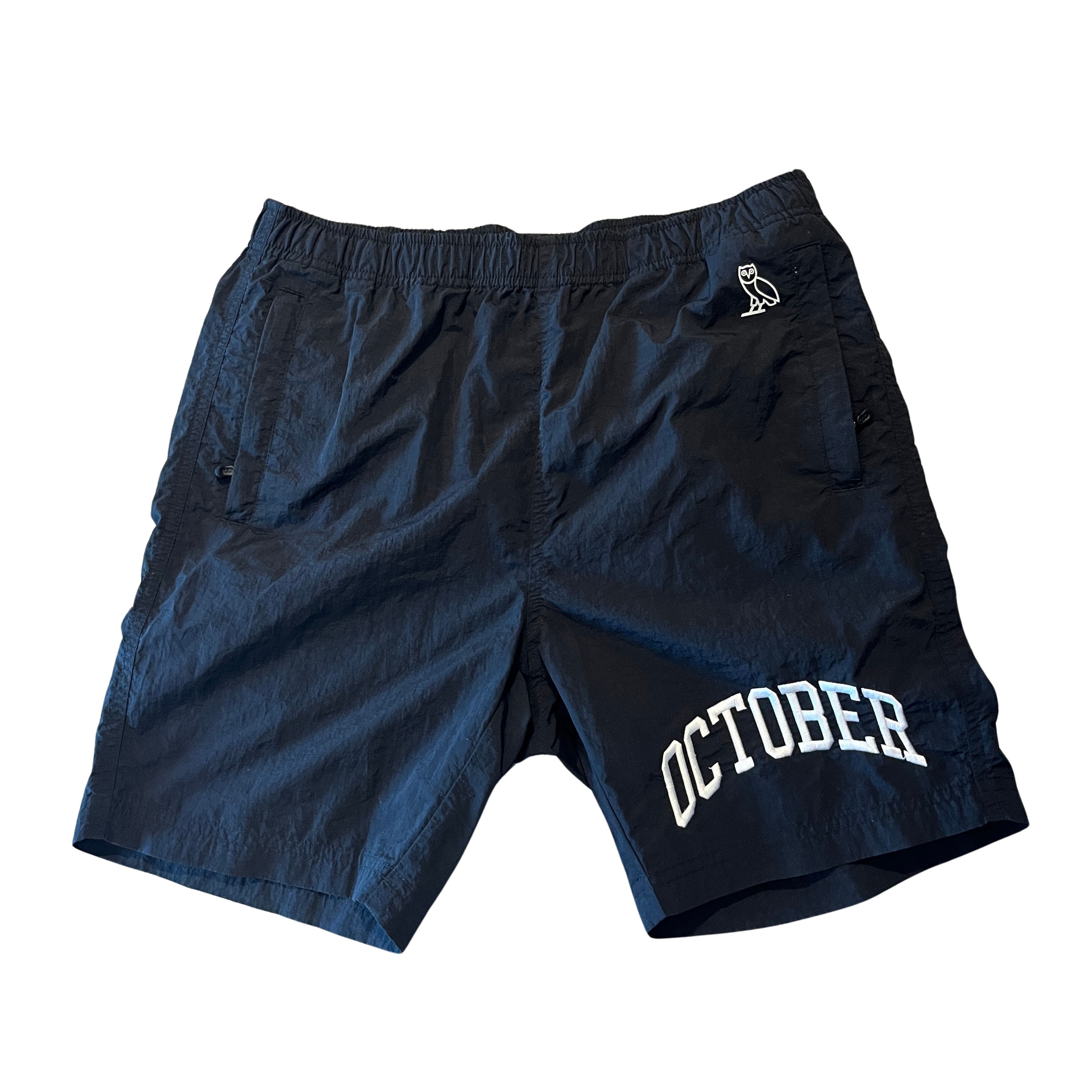 Ovo October Embroidered Logo Nylon Shorts Black (Preowned)