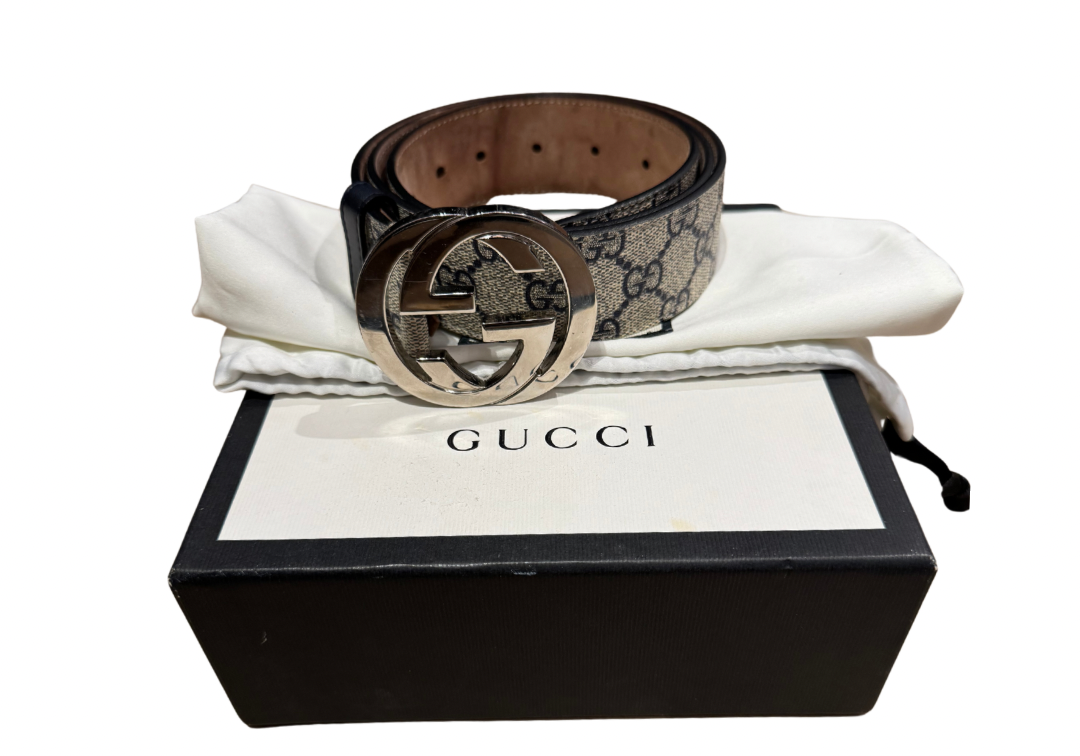 Gucci GG Supreme Belt With G Buckle (Preowned size 95-33)