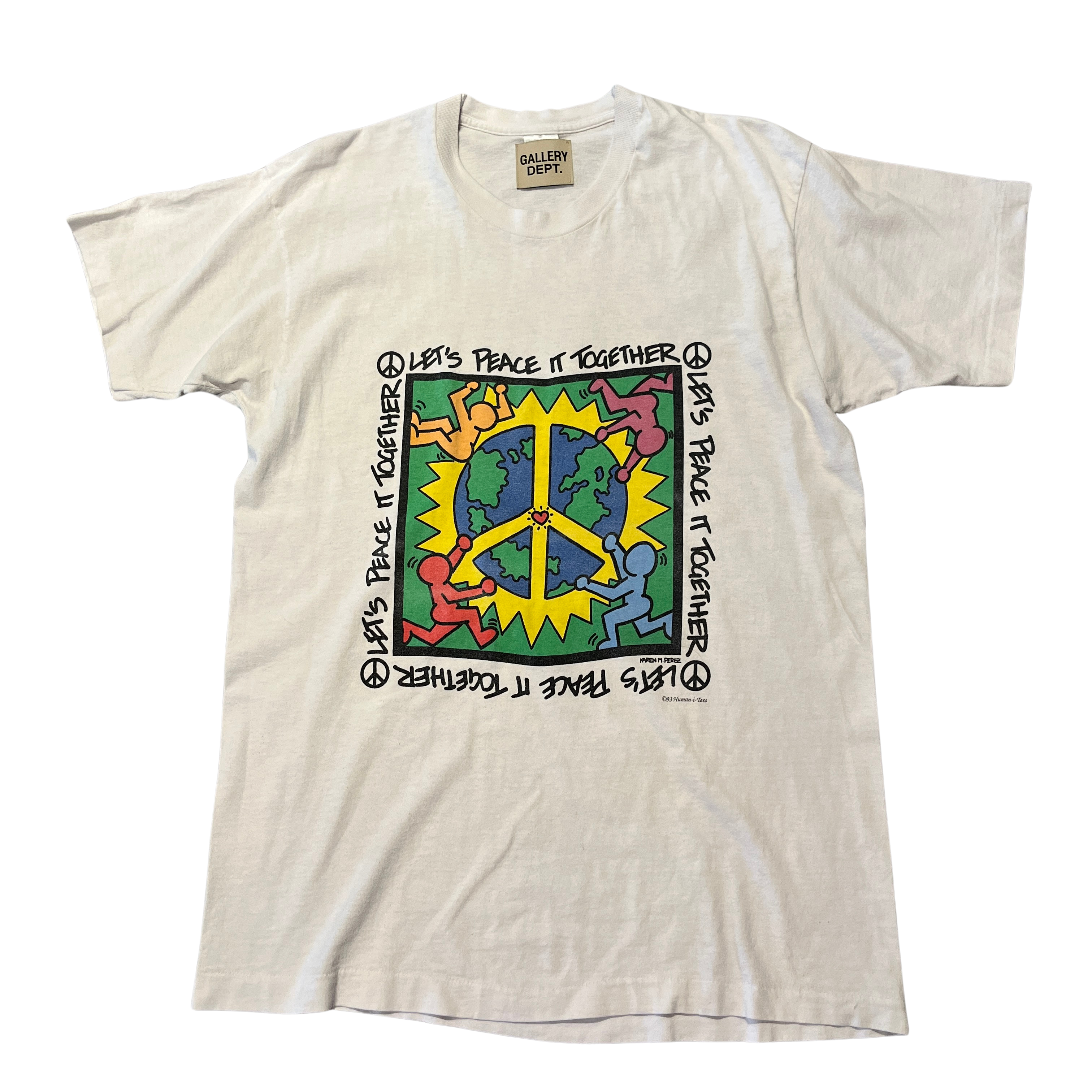 Gallery Dept. Human-i-Tees Peace Reworked Vintage Tee White, pre-owned, size L – photo 1 of 2