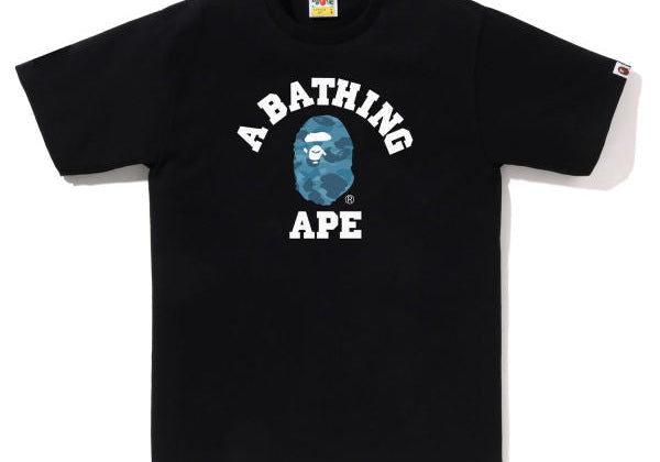 Bape Honeycomb Blue Camo College Tee Black