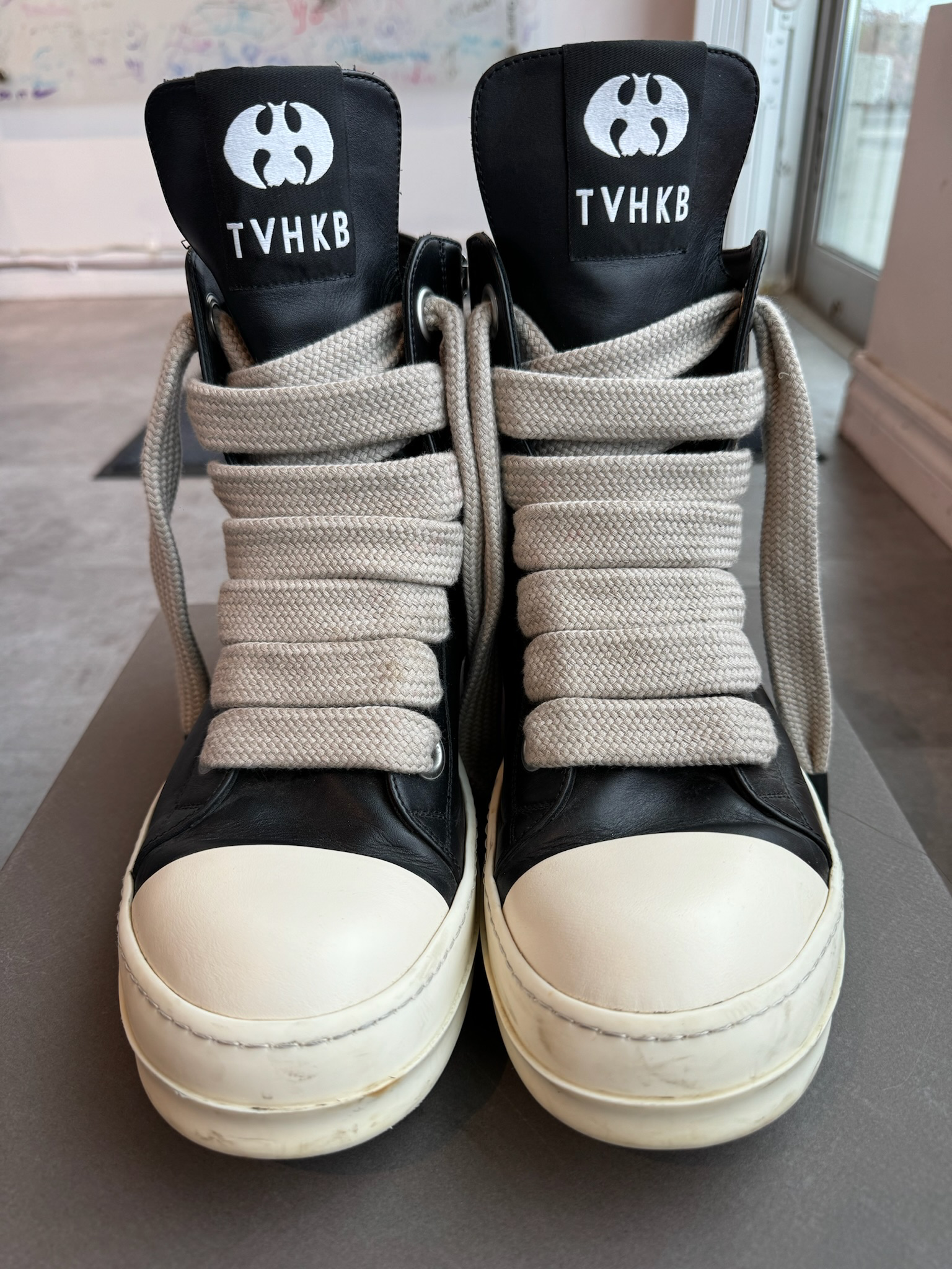 Rick Owens SSENSE Exclusive Black KEMBRA PFAHLER Edition Jumbo Lace Sneakers (Preowned Size 44)