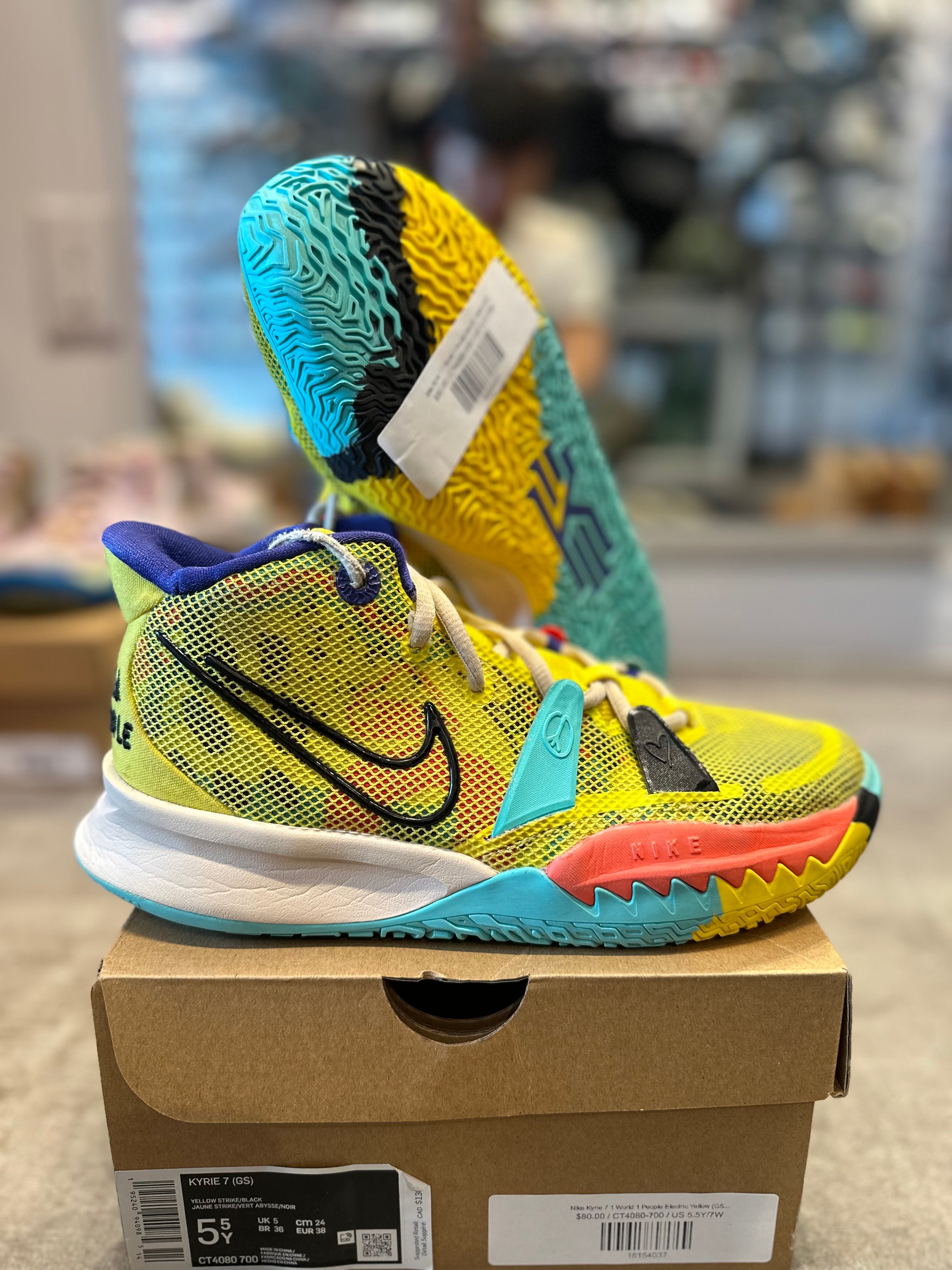 Nike Kyrie 7 1 World 1 People Electric Yellow (GS) (Preowned)