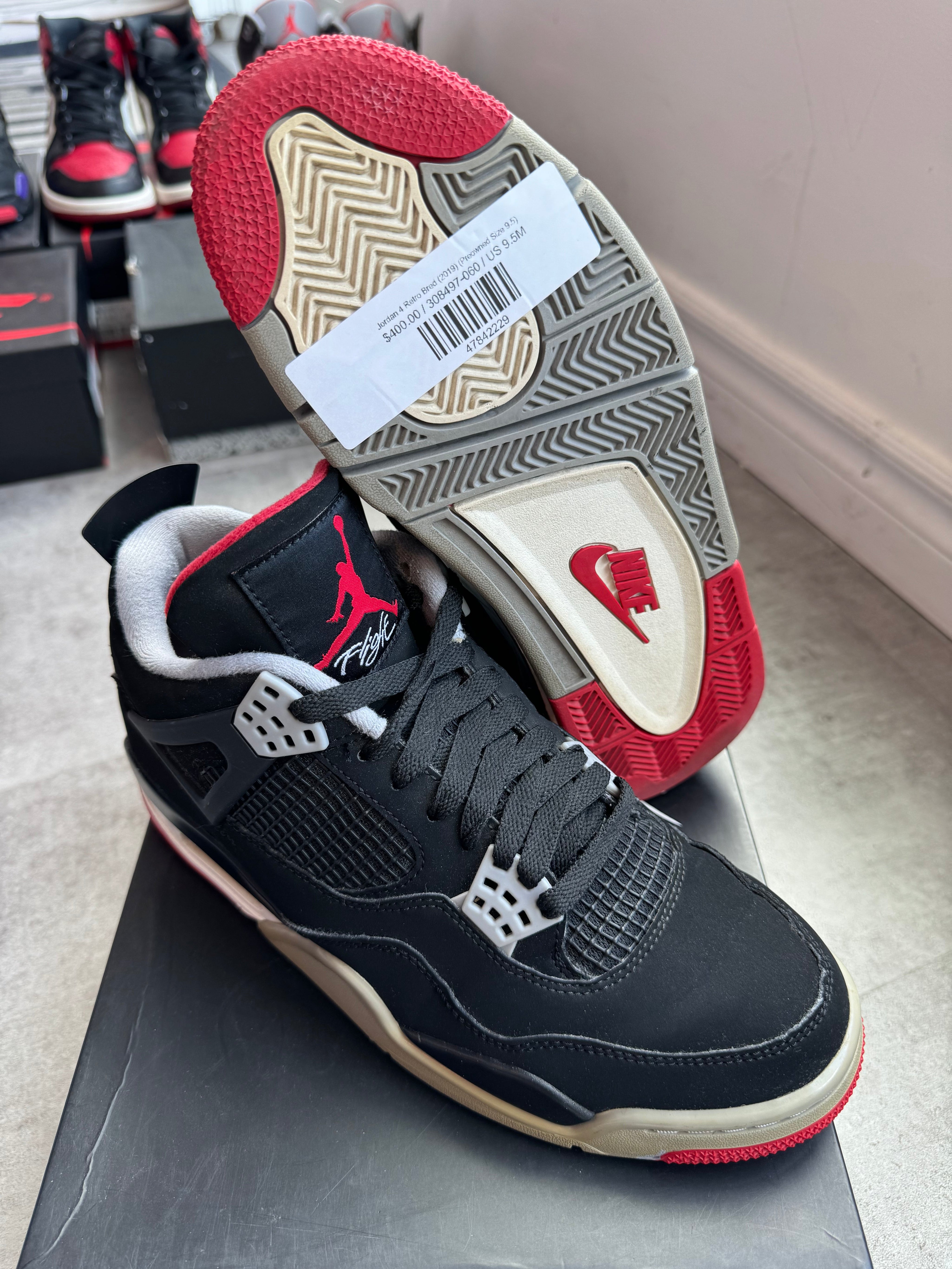 Jordan 4 Retro Bred (2019) (Preowned Size 9.5 9/10)