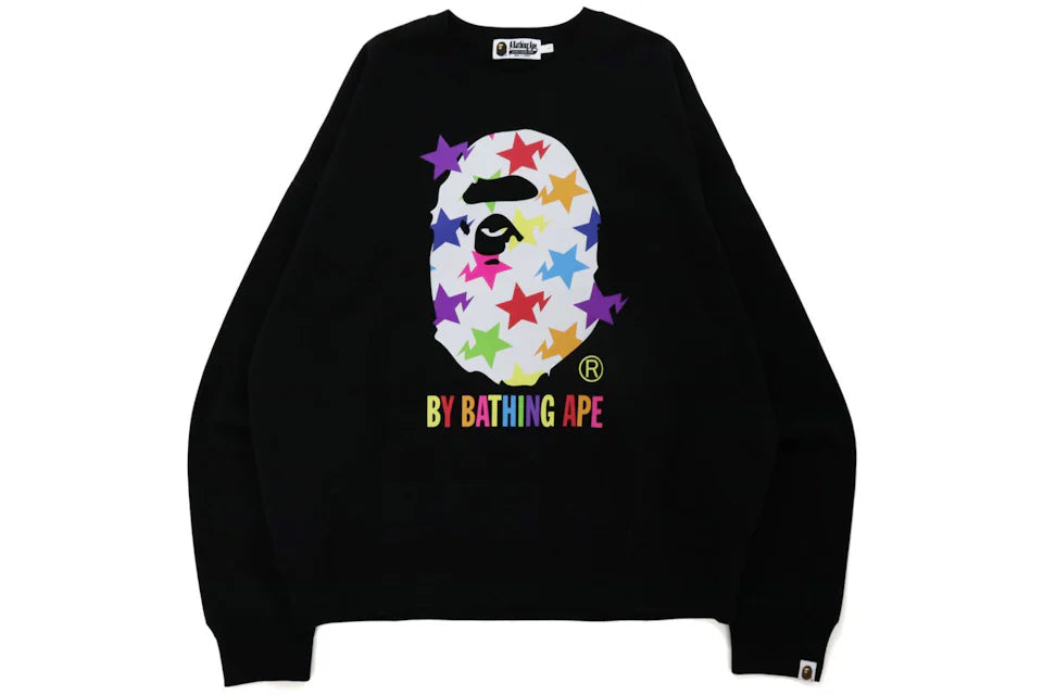 Bape Sta Pattern By Bathing Ape Loose Fit Crewneck Black