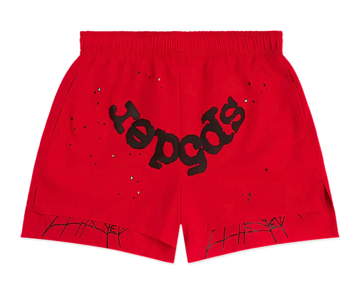 Sp5der OG Web Double Layer Short Red