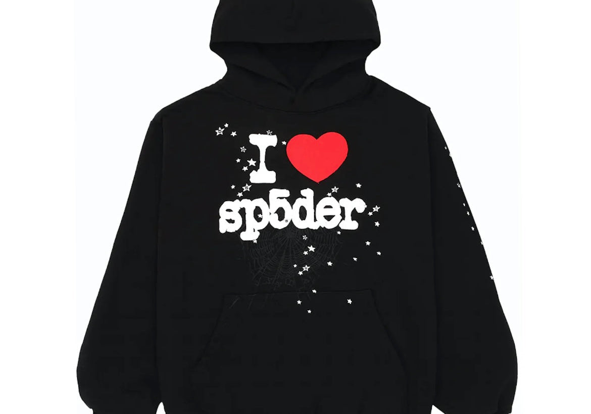 Sp5der I Heart SP5 Souvenir Hoodie Black