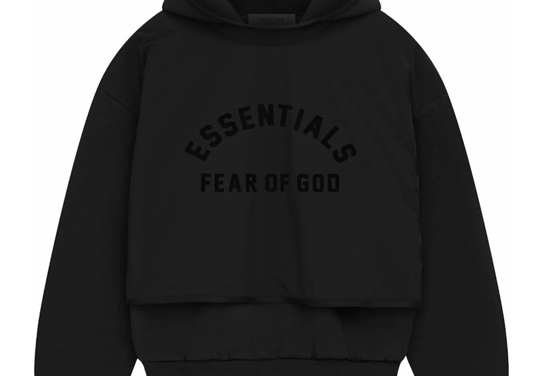 Fear of God Essentials Nylon Fleece Hooded Sweater (SS24) Jet Black