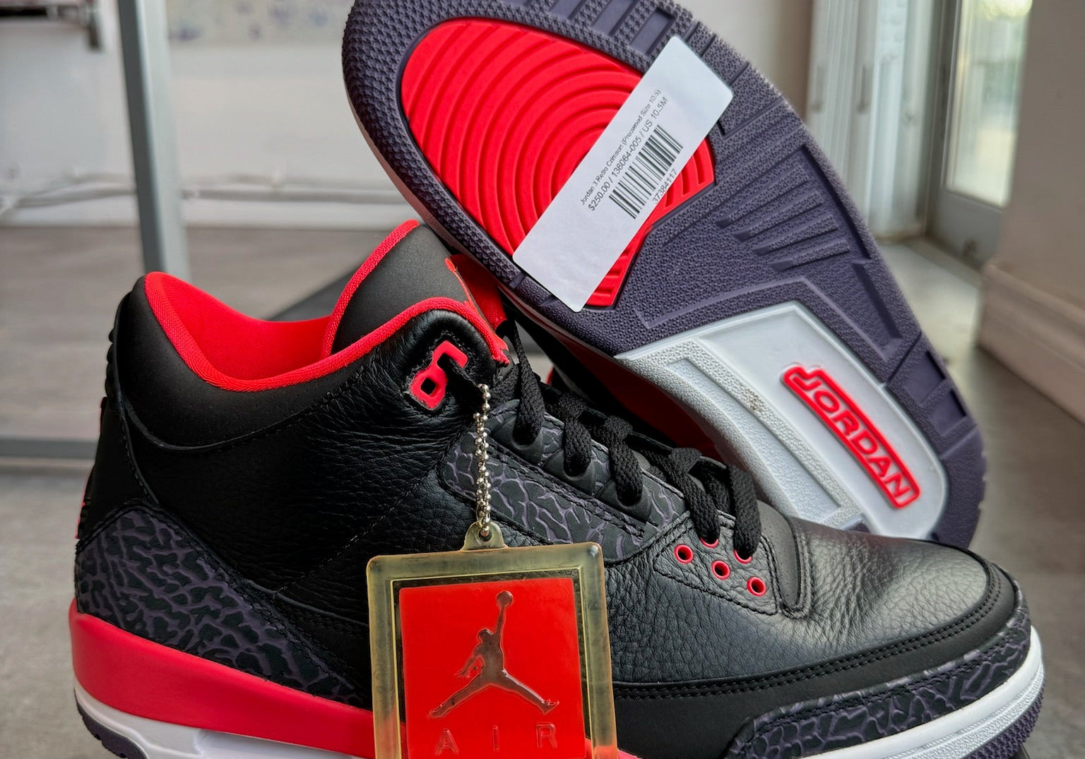 Jordan 3 Retro Crimson (Preowned Size 10.5)