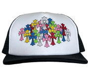 Chrome Hearts Multi Color Crosses Trucker Hat Black/White (Preowned)