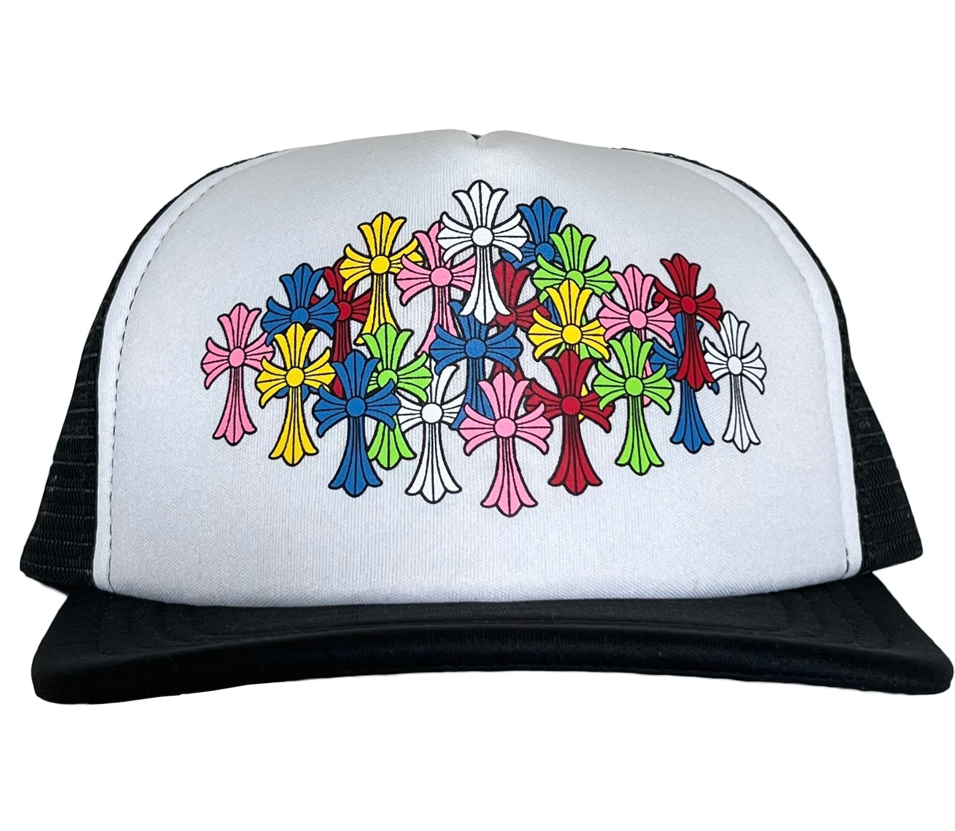 Chrome Hearts Multi Color Crosses Trucker Hat Black/White (Preowned)