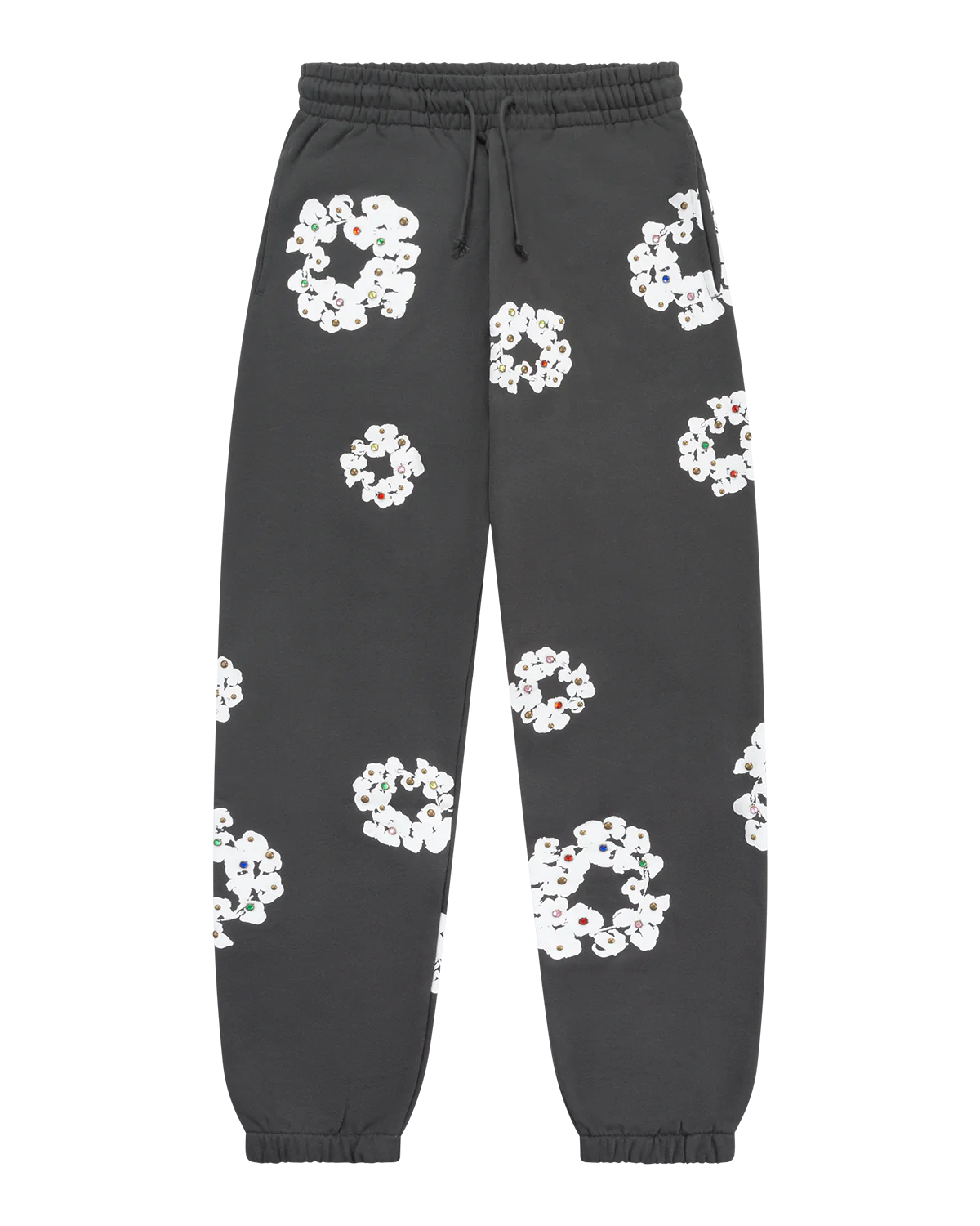 Denim Tears Rhinestone Cotton Wreath Sweatpants Vintage Black