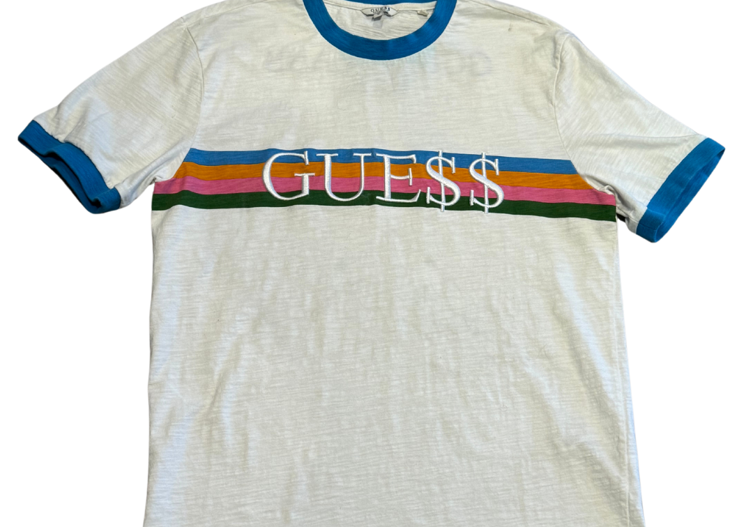 Guess Jeans x A$AP Rocky Rainbow Spell Out Embroidered Ringer Tee (Preowned)