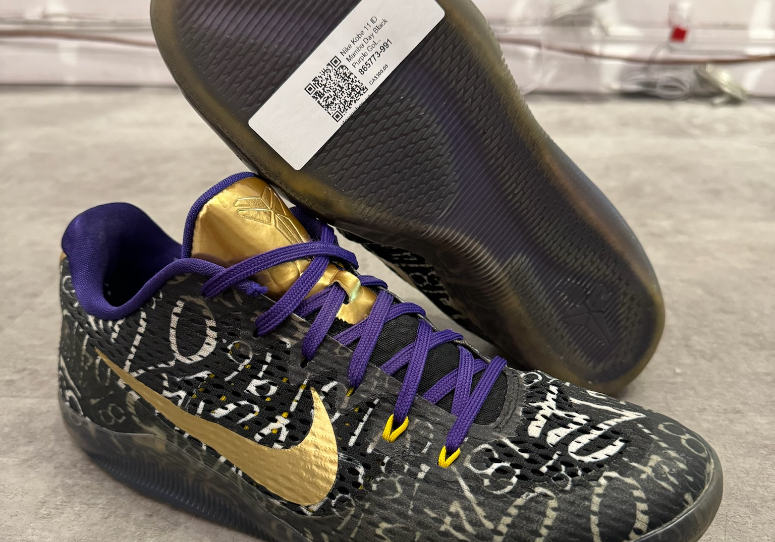 Nike Kobe 11 ID Mamba Day Black Purple Gold (Preowned Size 10.5)