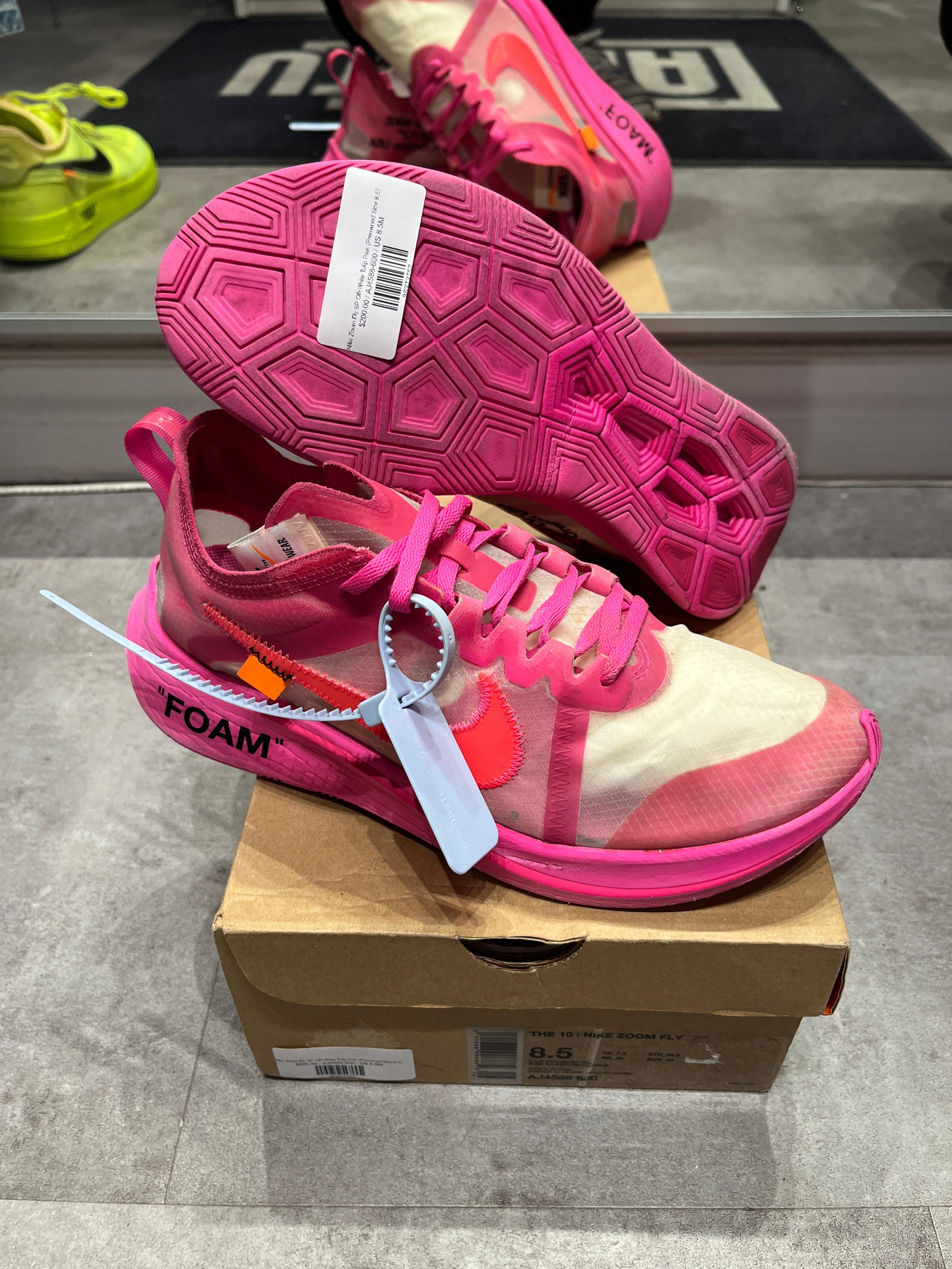 Nike Zoom Fly SP Off-White Tulip Pink (Preowned Size 8.5)