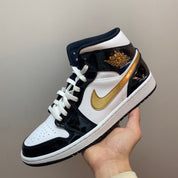 Jordan 1 Mid Patent Black White Gold (Preowned)