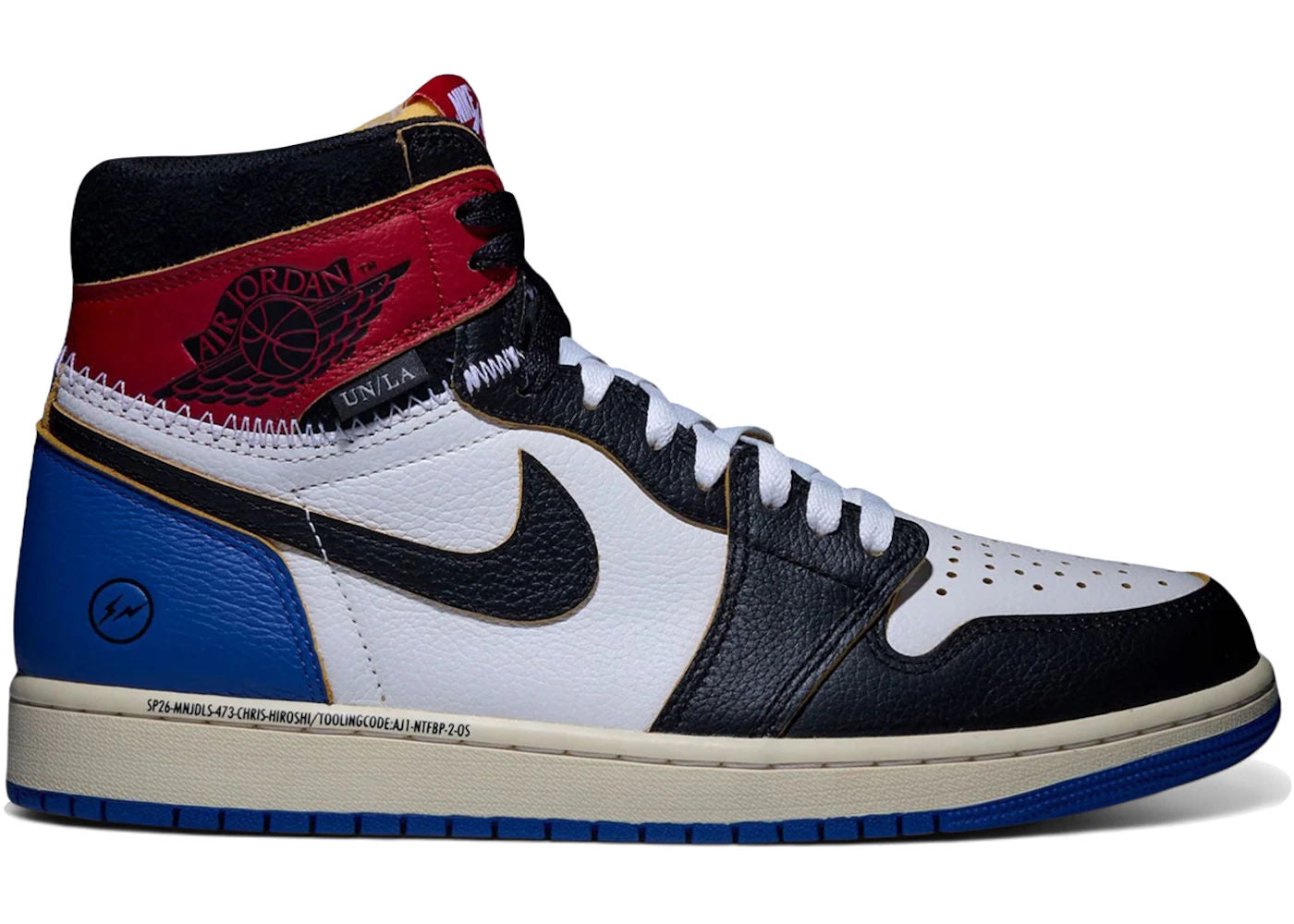Jordan 1 Retro High OG SP Fragment x Union LA Varsity Red Sport Royal, brand new