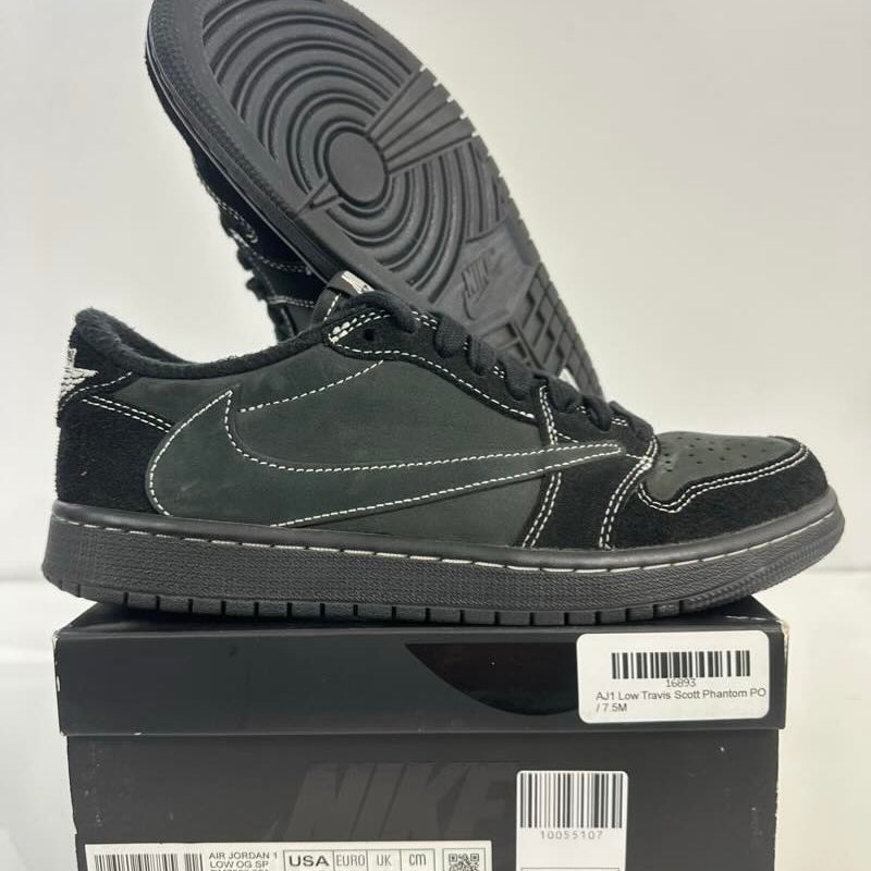 Jordan 1 Retro Low OG SP Travis Scott Black Phantom, pre-owned, US Men's 7.5 – photo 2 of 7
