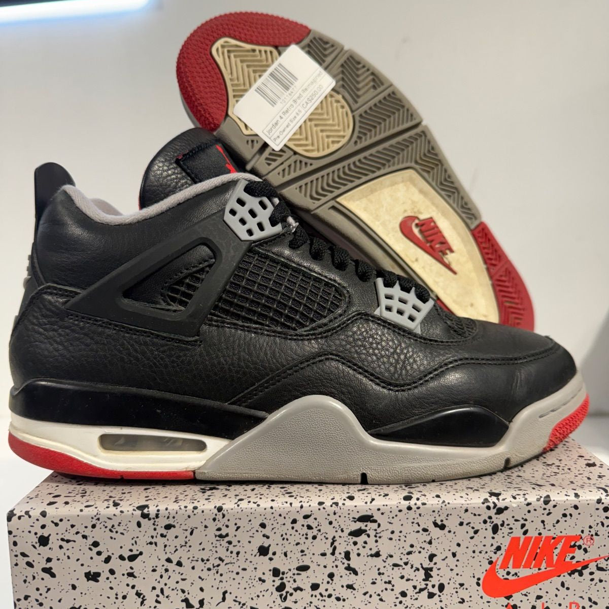 Jordan 4 Retro Bred Reimagined, pre-owned, US Men's 8.5 – photo 2 of 7