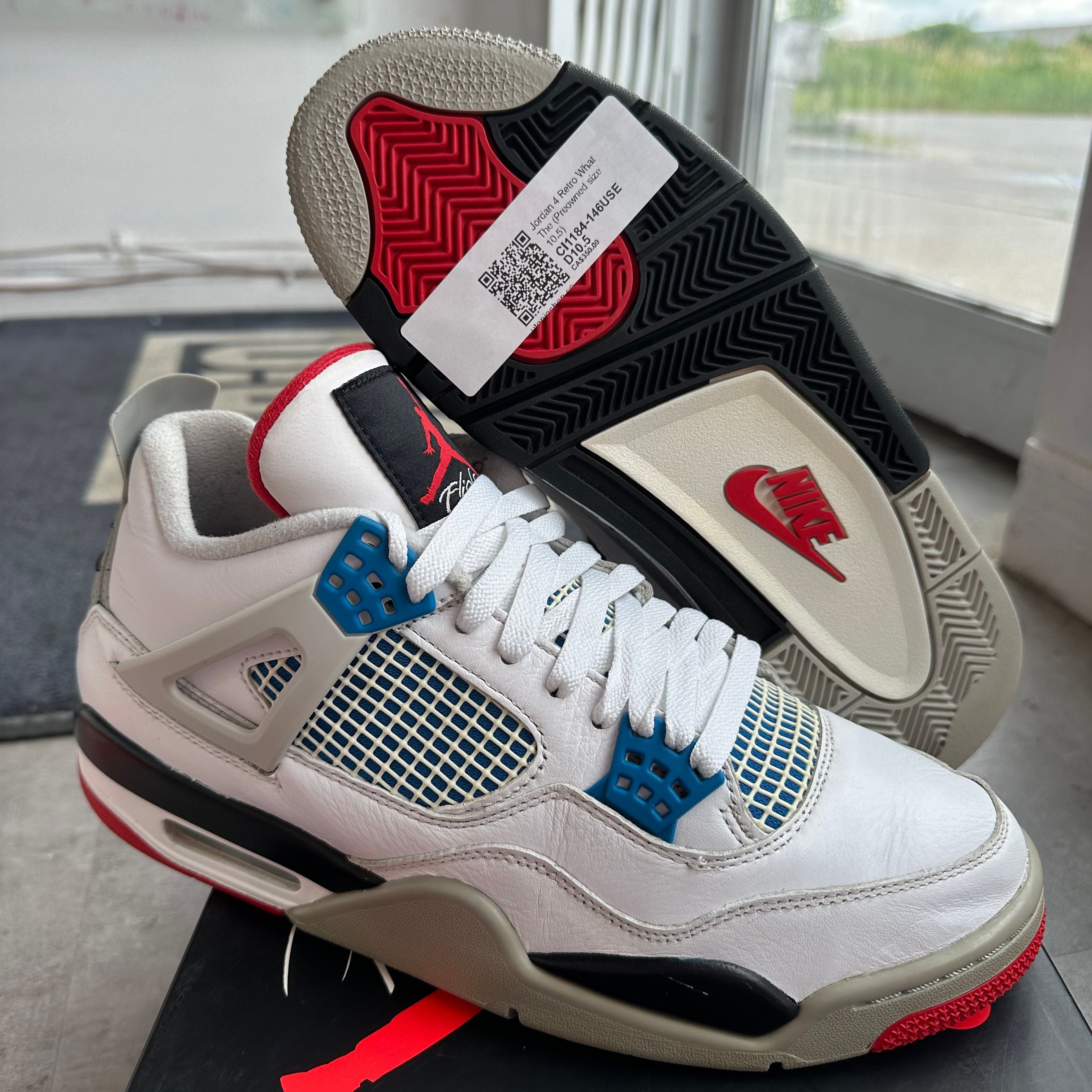 Jordan 4 Retro What The, pre-owned, US Men's 10.5 – photo 2 of 7