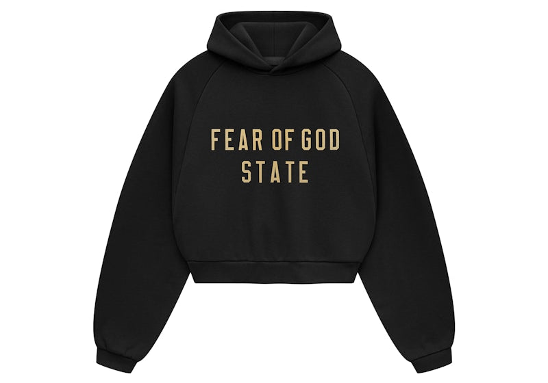 Fear of God Essentials Womens Fleece Cropped Hoodie Black