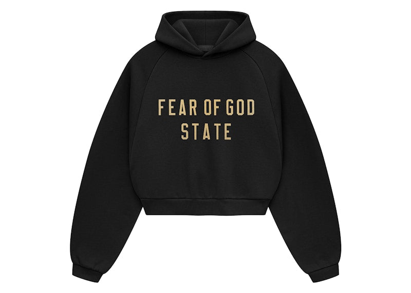 Fear of God Essentials Womens Fleece Cropped Hoodie Black