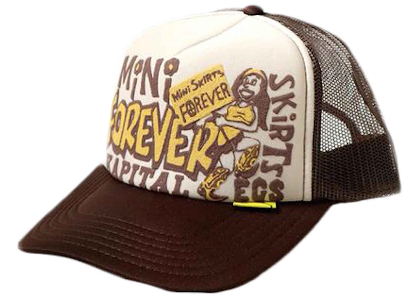 Kapital Legs Mini Skirts Forever Trucker Hat Ecru/Brown, brand new