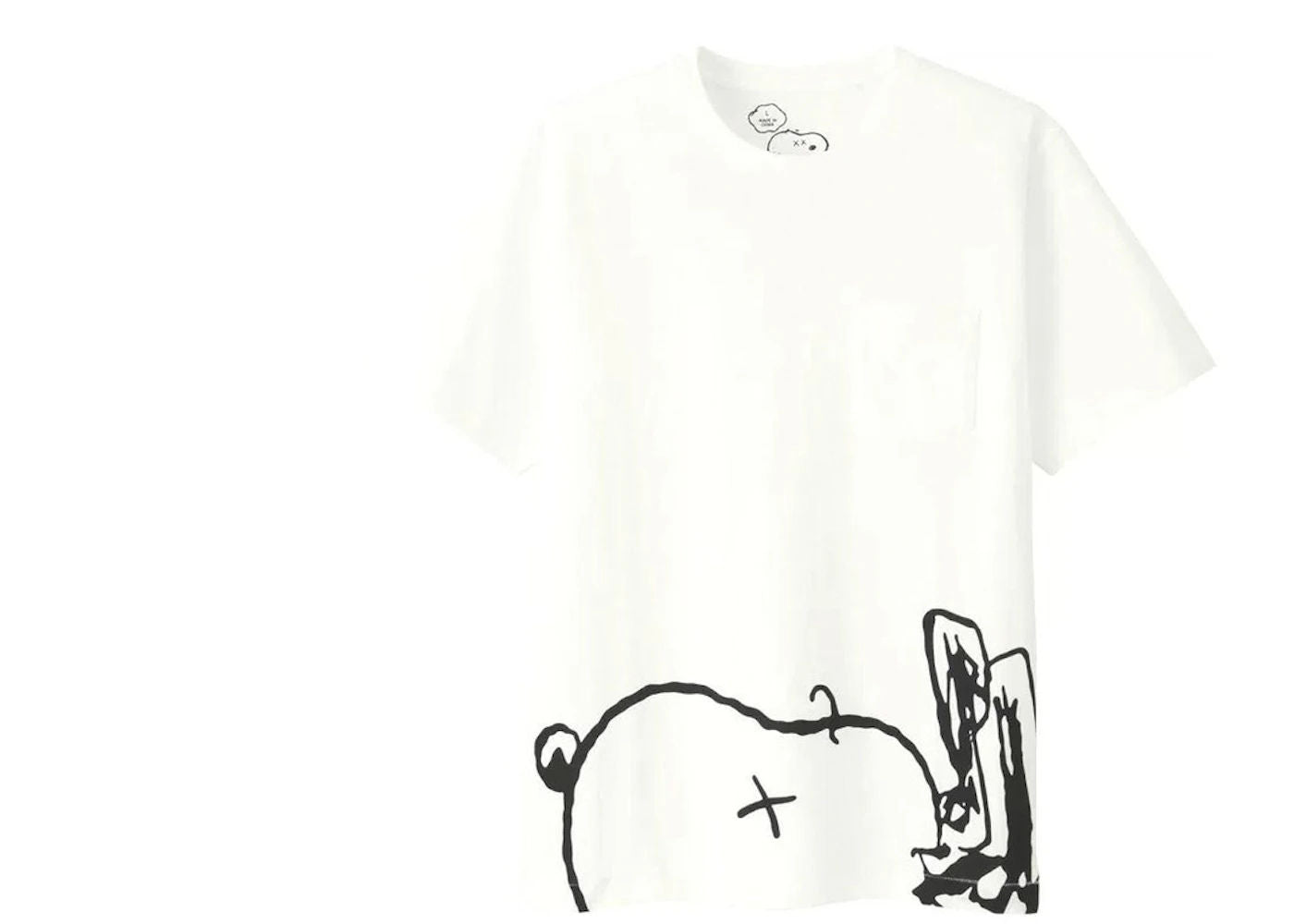 KAWS x Uniqlo x Peanuts Snoopy Face Pocket Tee Tee White (Flawed), brand new, size XL