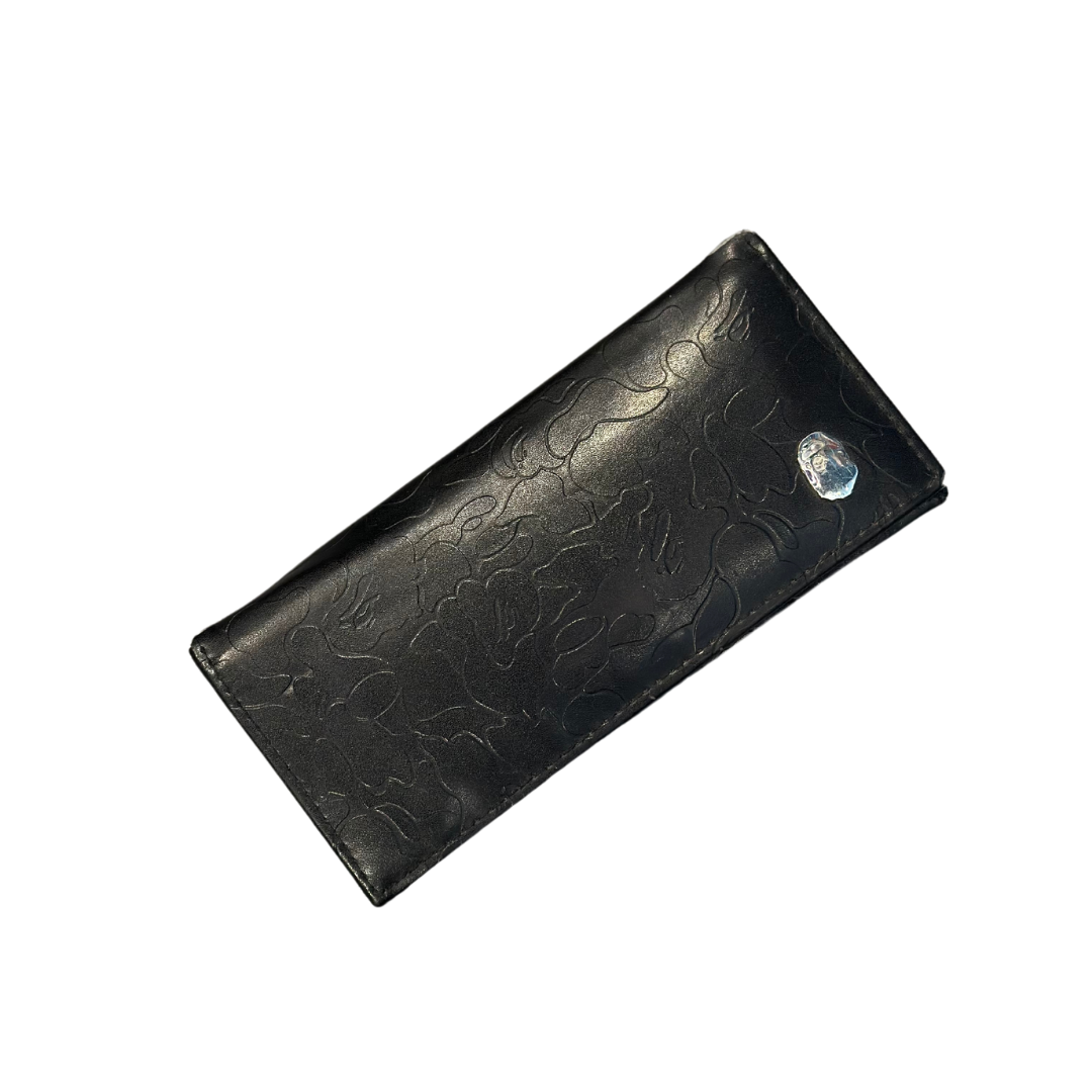 Bape Embossed Camo Silver Ape Head Black Long Wallet (Preowned)