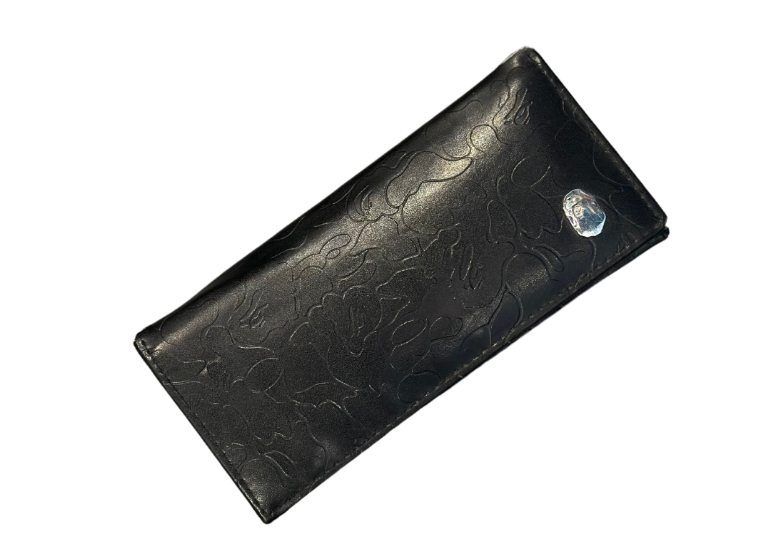 Bape Embossed Camo Silver Ape Head Black Long Wallet (Preowned)