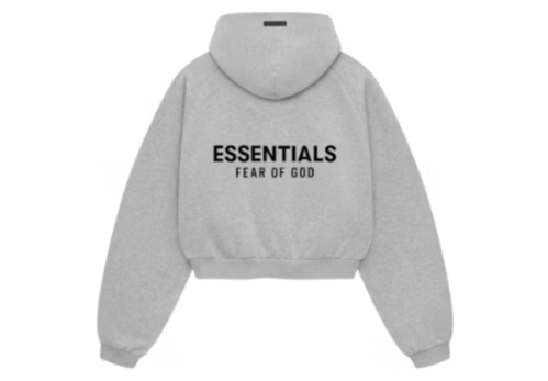 Fear of God Essentials Women's Fleece Cropped Hoodie Light Heather Gray