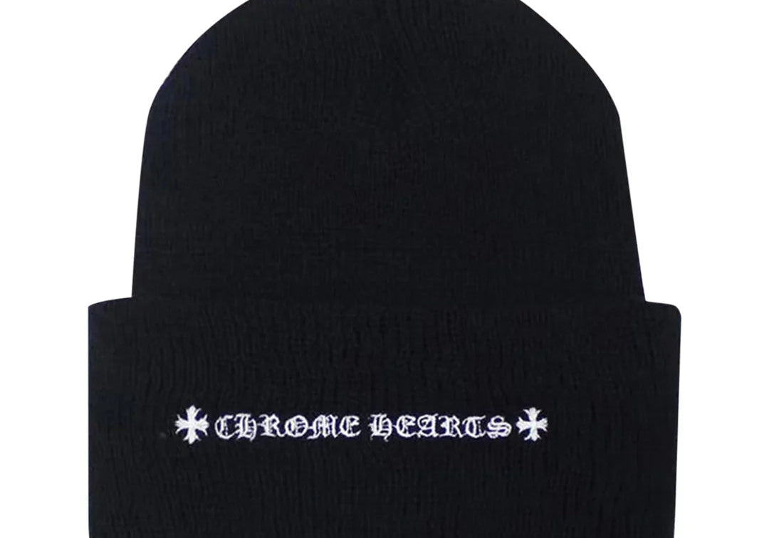 Chrome Hearts Plus Cross Beanie Black White