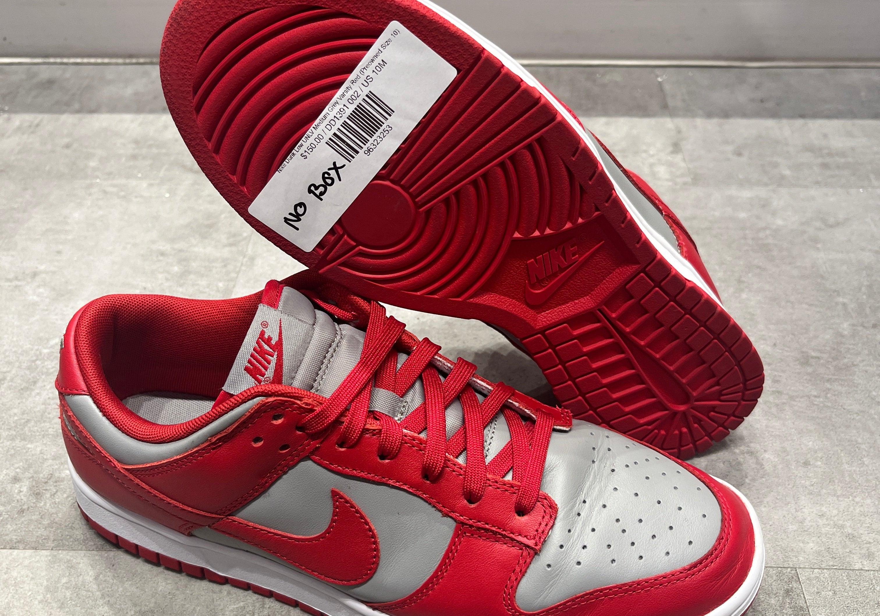 Nike Dunk Low UNLV Medium Grey Varsity Red (Preowned Size 10)