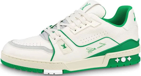 Louis Vuitton LV Trainer White Green, pre-owned, US Men's 8.5 – photo 1 of 7