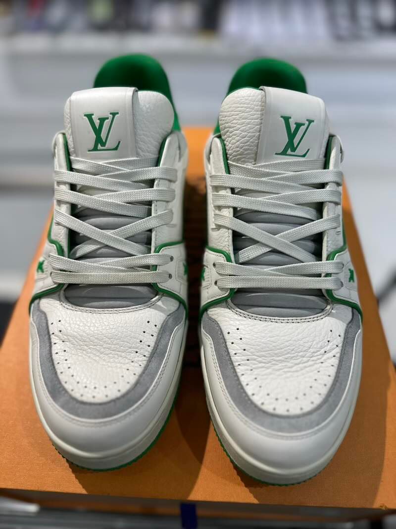 Louis Vuitton LV Trainer White Green, pre-owned, US Men's 8.5 – photo 3 of 7