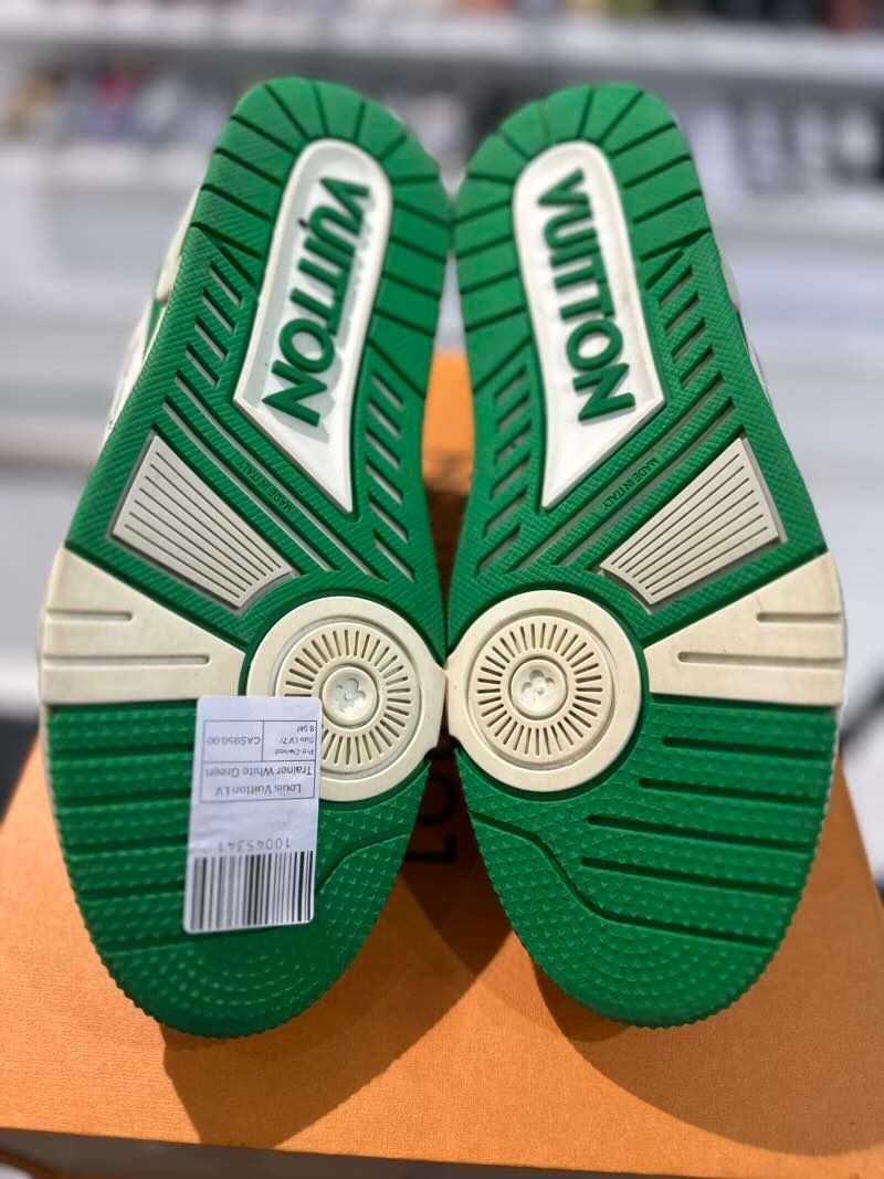 Louis Vuitton LV Trainer White Green, pre-owned, US Men's 8.5 – photo 7 of 7