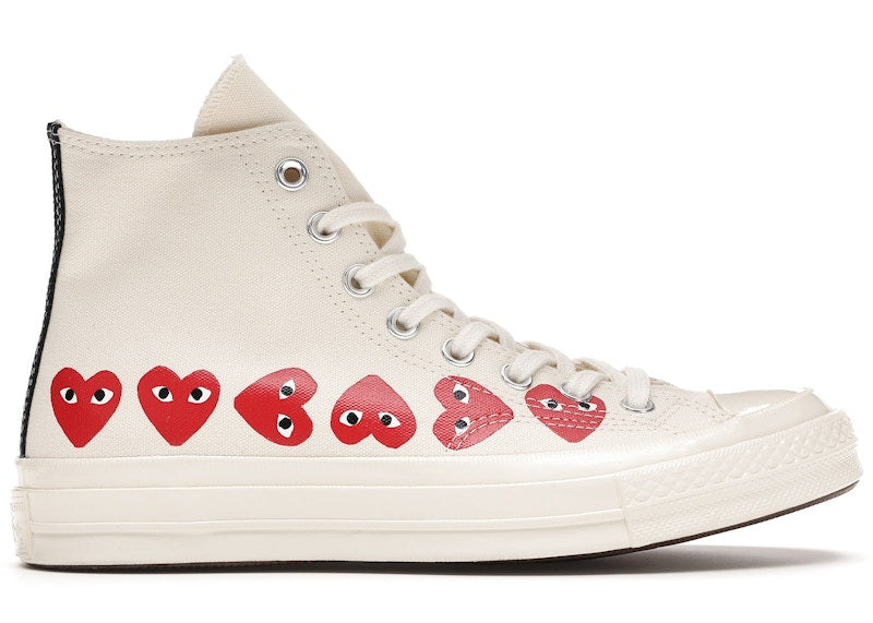 Converse Chuck Taylor All Star 70 Hi Comme des Garcons PLAY Multi-Heart White (Preowned Size 9 NB)