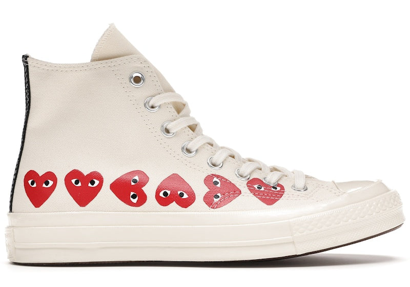 Converse Chuck Taylor All Star 70 Hi Comme des Garcons PLAY Multi-Heart White (Preowned Size 9 NB)