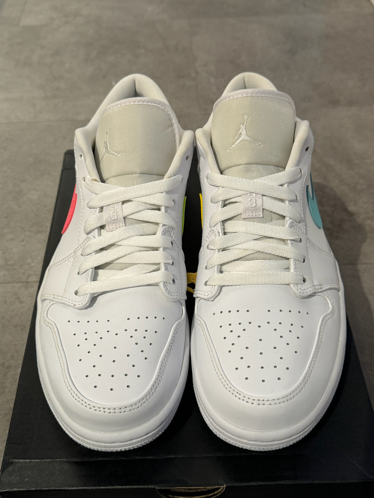 Jordan 1 Low White Multi-Color Swoosh (Preowned)