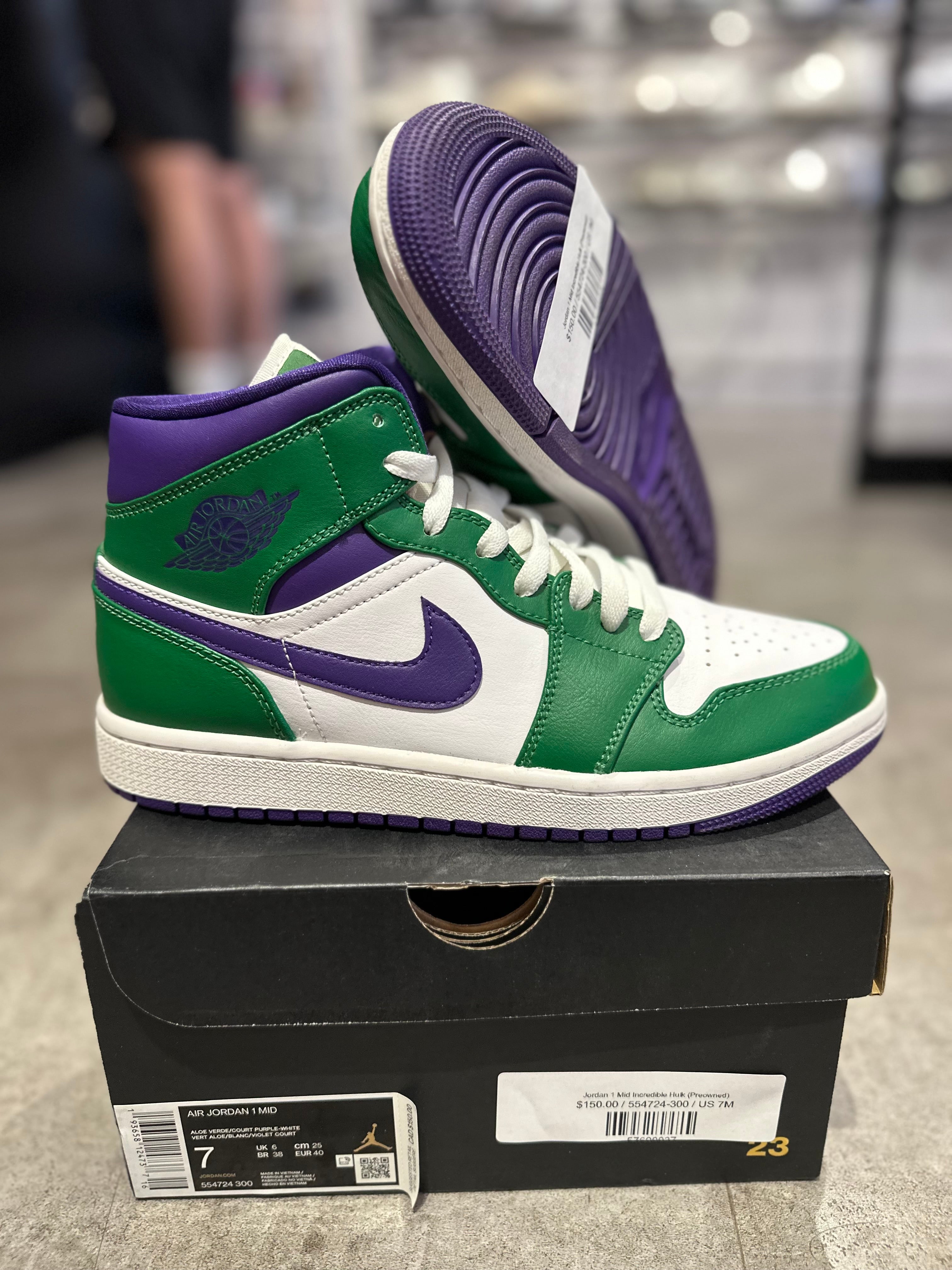 Jordan 1 Mid Incredible Hulk (Preowned)