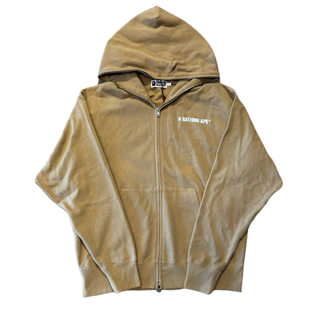 Bape Busy Works Logo Print Full-Zip Hoodie Tan