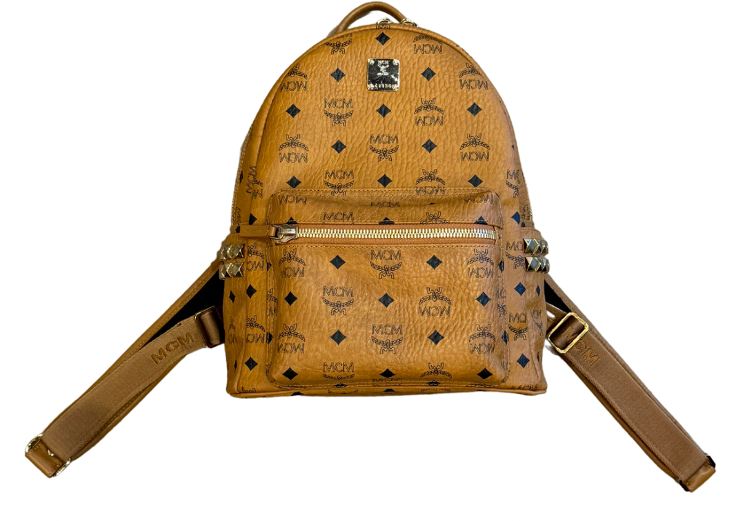 MCM Medium Visetos Stark Backpack Cognac Brown (Preowned)