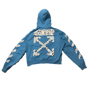 Off-White Airport Tape Hoodie Blue (Preowned Size L)