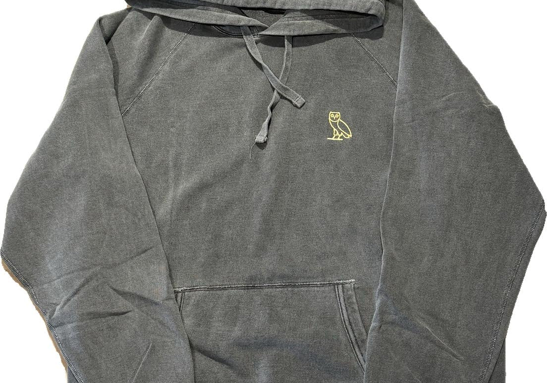 Ovo Pigment Dyed Embroidered Owl Hoodie Grey (Preowned)