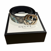 Gucci Blooms Belt GG Supreme Monogram Beige/Blue (Preowned size 95-33)