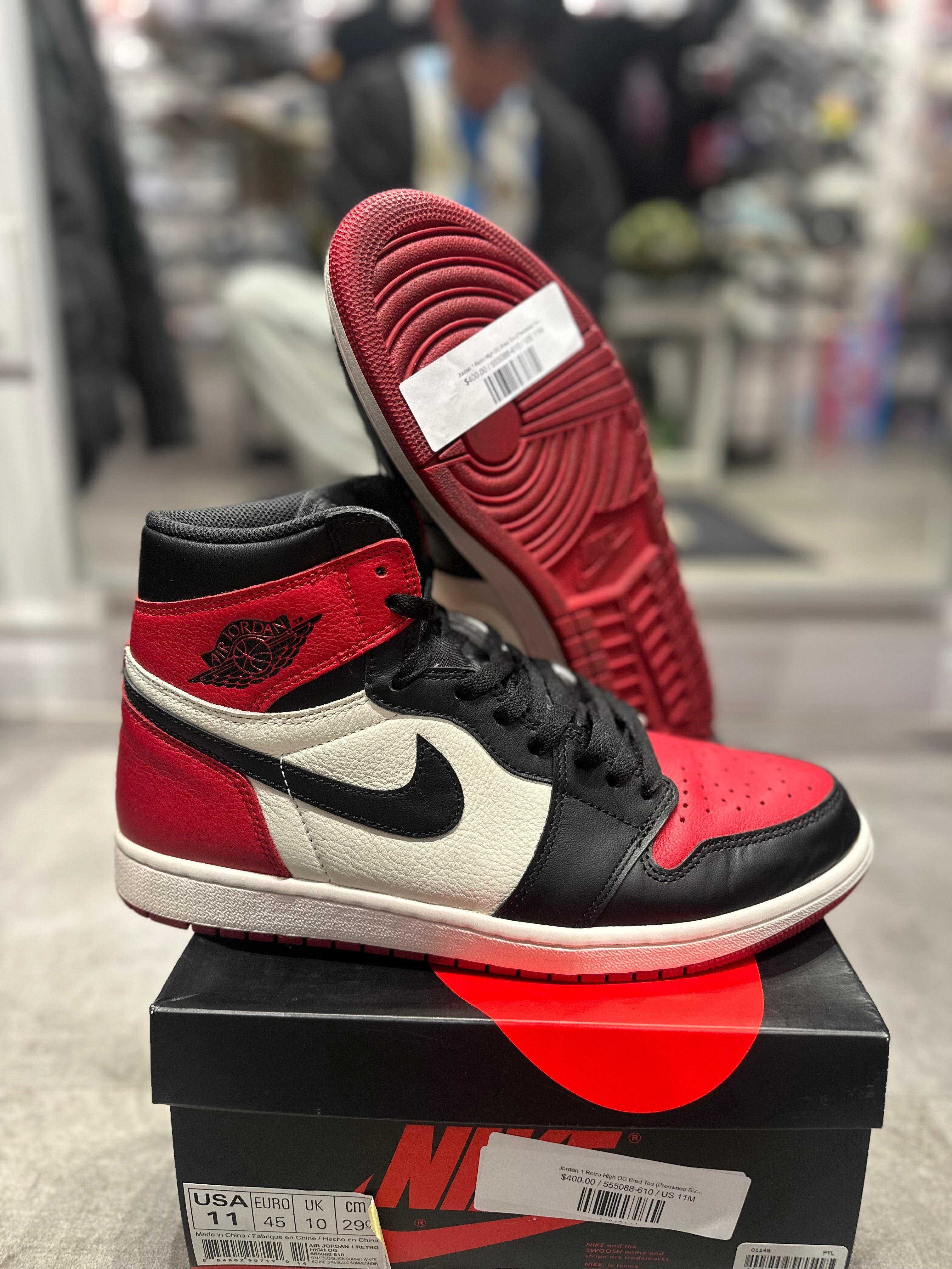 Jordan 1 Retro High OG Bred Toe (Preowned Size 11)