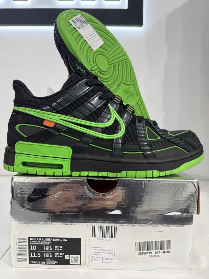 Nike Air Rubber Dunk Off-White Green Strike, pre-owned, US Men's 10 – photo 2 of 7