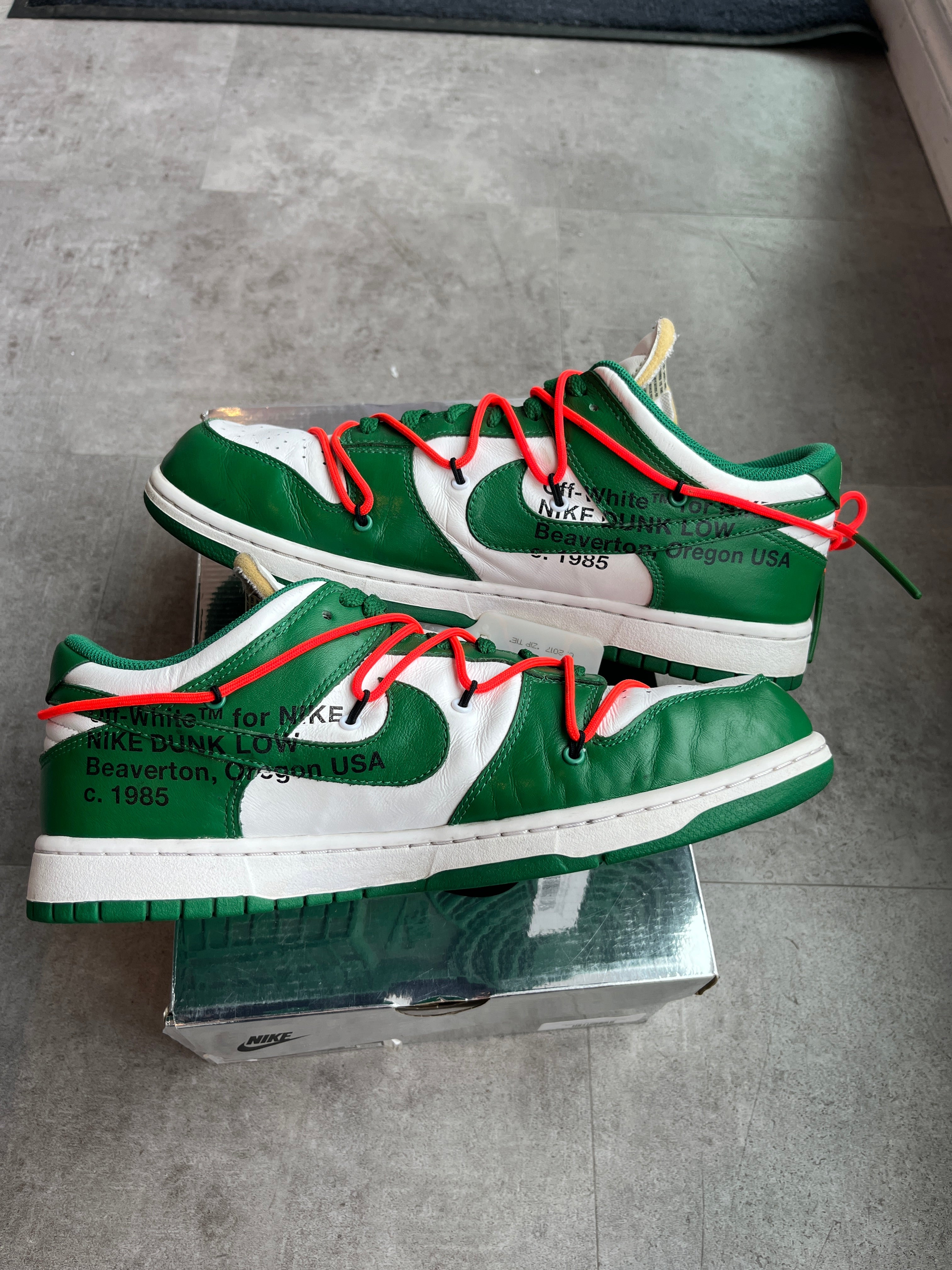 Nike Dunk Low Off-White Pine Green, pre-owned, US Men's 12 – photo 5 of 7